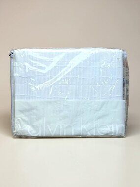 Calvin Klein Jagged Grid King Coverlet White Textured Cotton NIP Portugal Hotel